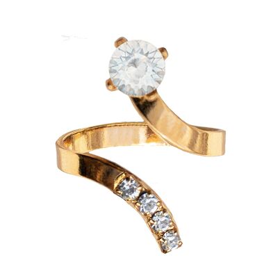 Un anello di cristallo, tondo 5mm - oro - Opale bianco