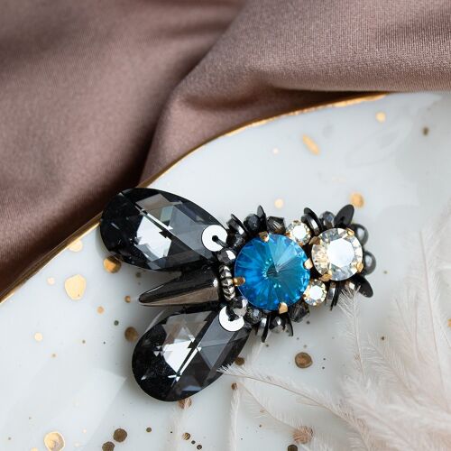 Insect brooch big flies, crystals and pearls - Bermuda