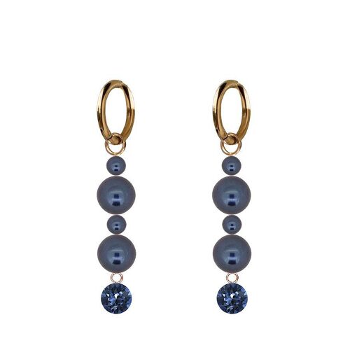 Hanging crystal and pearl earrings - gold - Montana / Night Blue