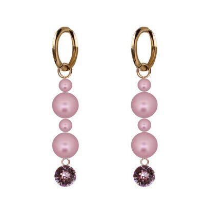 Humble crystals and pearl earrings - silver - blush Rose / Powder Rose