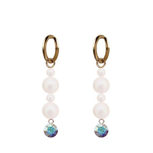 Humble crystals and pearl earrings - Silver - Aurore Boreeal / Pearlescent