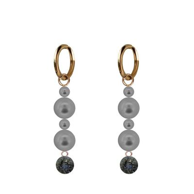 Boucles d'oreilles pendantes cristal et perle - argent - Silvernight / Gris