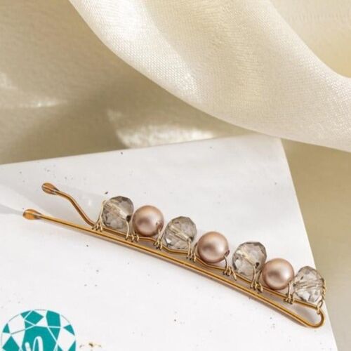 Small hair clip with pearls - Almond