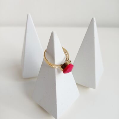 White concrete ring holder Jewelry accessory - Ring storage