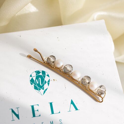 Small hair clip with pearls - Pearlesent