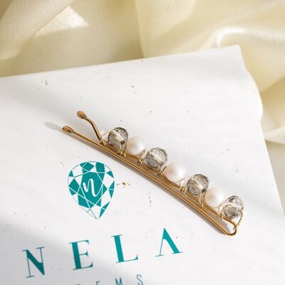 Small hair clip with pearls - Pearlesent