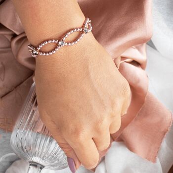 Bracelet perles fines et cristal - or - Rose Poudré / Rose Antique 3