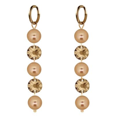 Orecchini lunghi cristalli e perle - Oro - Golden Shadow / Rose Gold