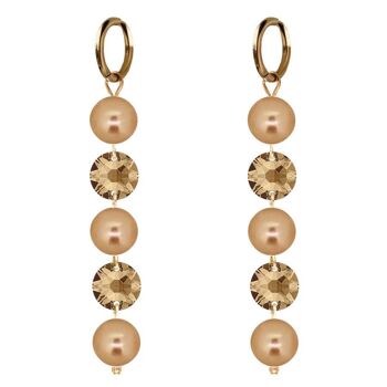 Boucles d'oreilles longues cristaux et perles - argent - Golden Shadow / Rose Gold 1
