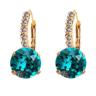 Earrings with crystal legs, 8mm crystal - gold - Blue Zircon