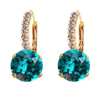 Boucles d'oreilles avec pattes de cristal, cristal 8mm - or - Blue Zircon 1