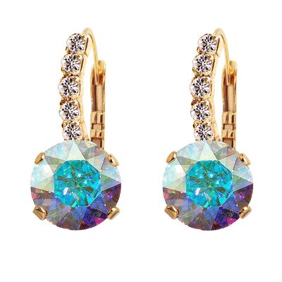 Earrings with crystal legs, 8mm crystal - gold - aurore boreale