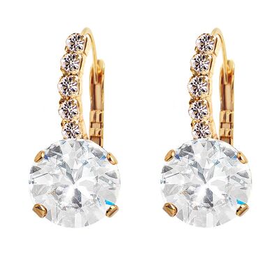 Earrings with crystal legs, 8mm crystal - gold - crystal