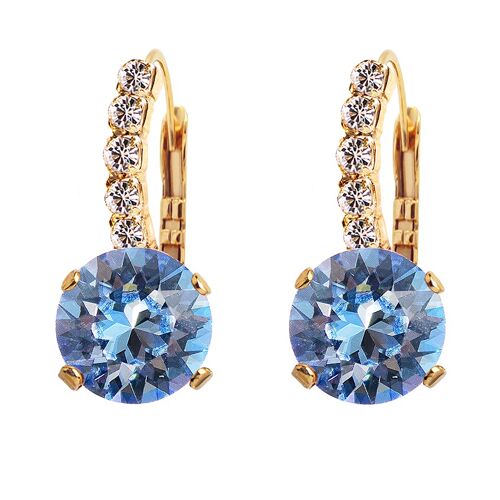 Earrings with crystal legs, 8mm crystal - gold - Light saphire