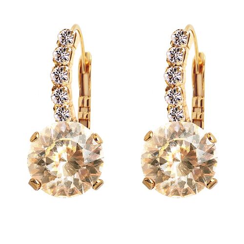 Earrings with crystal foot, 8mm crystal - gold - Golden Shadow