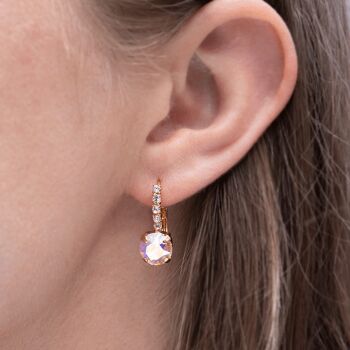 Boucles d'oreilles avec pied en cristal, cristal 8mm - or - Golden Shadow 2