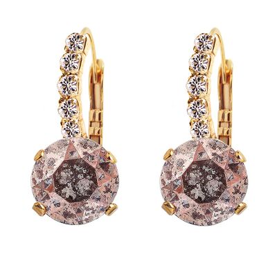 Earrings with crystal legs, 8mm crystal - gold - Rose Patina