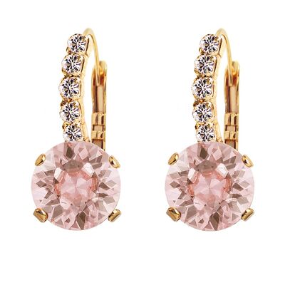Earrings with crystal foot, 8mm crystal - gold - vintage rose