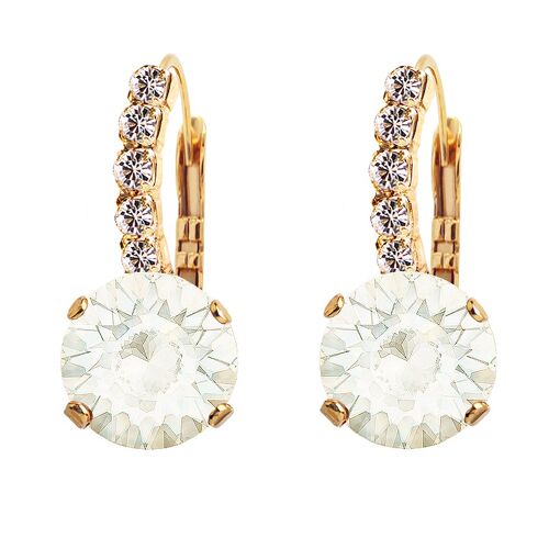 Earrings with crystal legs, 8mm crystal - gold - White Opal