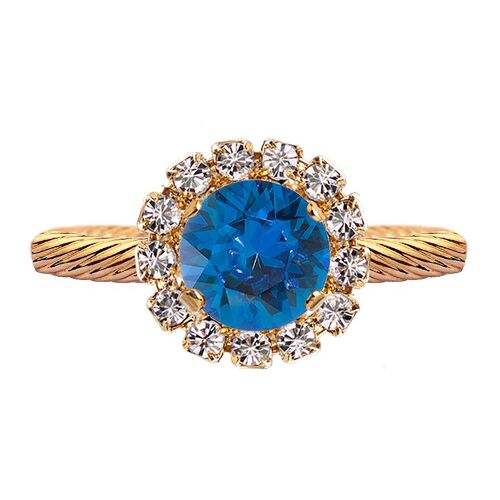 Luxurious one crystal ring, round 8mm - gold - Capri