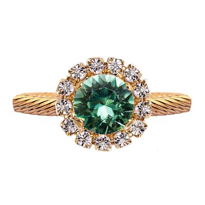 Luxurious one crystal ring, round 8mm - gold - Erinite