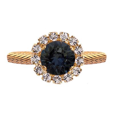 Luxurious one crystal ring, round 8mm - gold - Silvernight