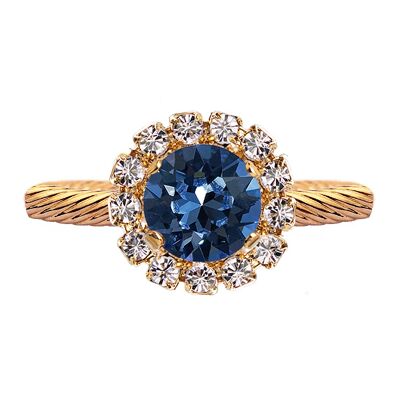 Luxurious one crystal ring, round 8mm - gold - montana