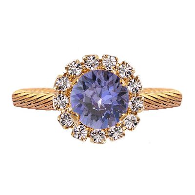 Luxuriöser Ring mit einem Kristall, rund 8 mm - Gold - Tansanit
