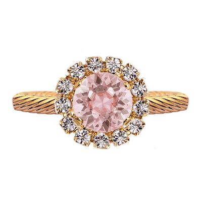 Luxurious one crystal ring, round 8mm - gold - vintage rose