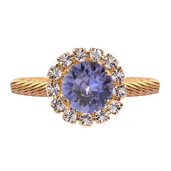 Bague luxueuse un cristal, ronde 8mm - argent - tanzanite 1