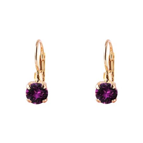Mini hanging earrings, 5mm crystal - gold - amethyst