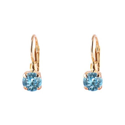 Mini hanging earrings, 5mm crystal - gold - Aquamarine