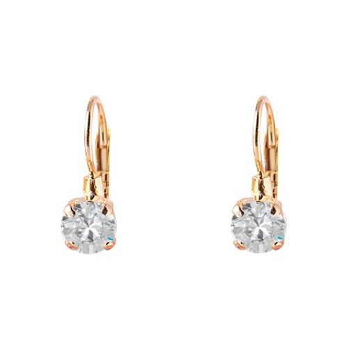 Mini hanging earrings, 5mm crystal - gold - crystal