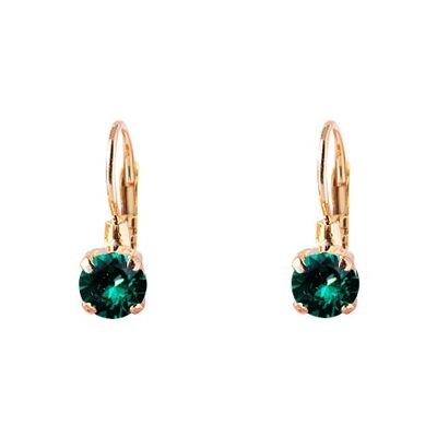 Mini hanging earrings, 5mm crystal - gold - emerald