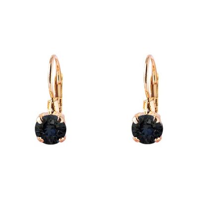 Mini hanging earrings, 5mm crystal - gold - graphite