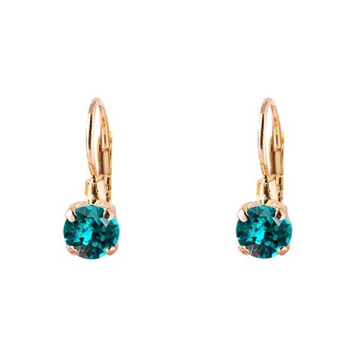 Mini hanging earrings, 5mm crystal - gold - indicolite