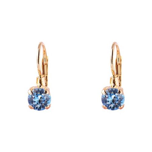 Mini -hanging earrings, 5mm crystal - gold - Light saphire