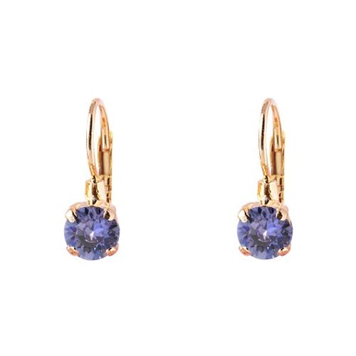 Mini hanging earrings, 5mm crystal - gold - tanzanite