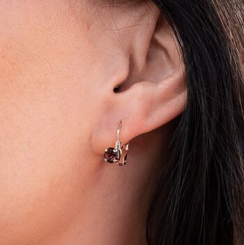Boucles d'oreilles mini pendantes, cristal 5mm - or - rose vintage 2