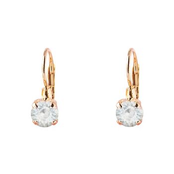 Mini boucles d'oreilles pendantes, cristal 5mm - or - Opale blanche 1