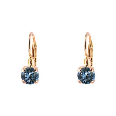Mini boucles d'oreilles pendantes, cristal 5mm - argent - Bleu Denim
