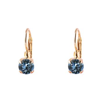 Mini boucles d'oreilles pendantes, cristal 5mm - argent - Bleu Denim 1