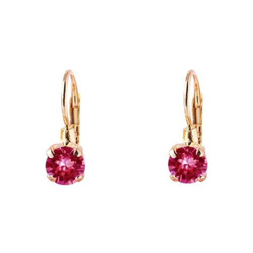 Mini hanging earrings, 5mm crystal - silver - fuchsia