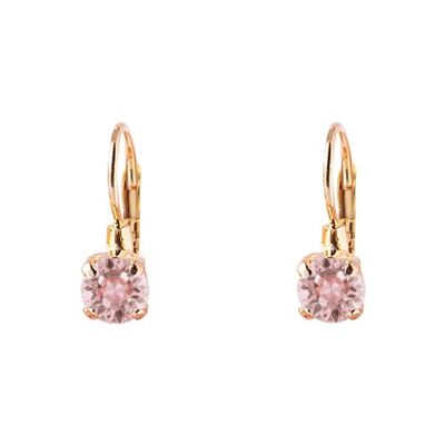 Mini orecchini pendenti, cristallo 5mm - argento - rosa vintage