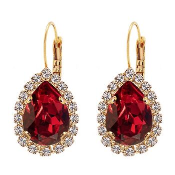 Boucles d'oreilles pendantes luxueuses, cristal 14mm - or - Scarlet 1