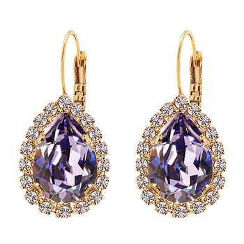 Boucles d'oreilles pendantes luxueuses, cristal 14mm - or - tanzanite 1