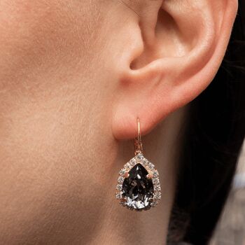 Boucles d'oreilles pendantes luxueuses, cristal 14 mm - argent - Black Diamond 2