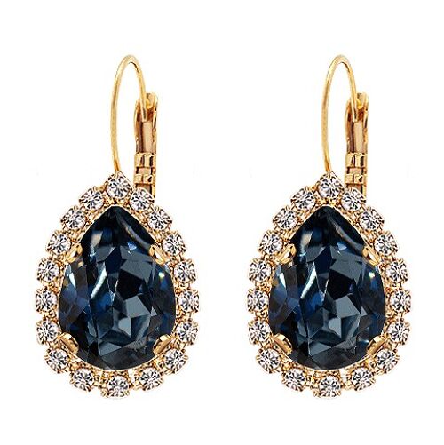 Luxurious drop earrings, 14mm crystal - silver - montana