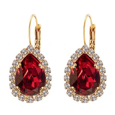 Luxurious drop earrings, 14mm crystal - silver - Scarlet
