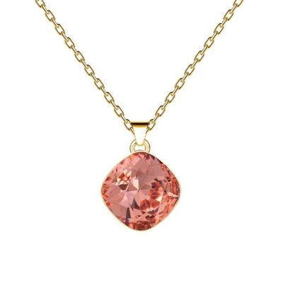 Collier ROMBA, cristal 10 mm avec maintien (tirage argentique uniquement) - Argent - Rose pêche